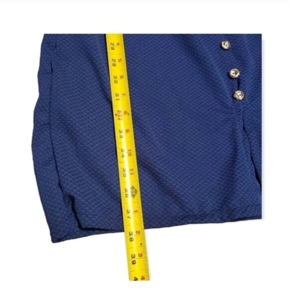 Gold button accent Blue Navy Printed dress - Picture 7 of 7